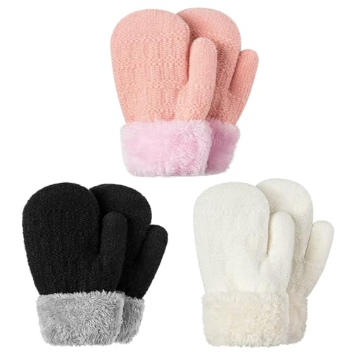 Winter Mittens Gloves Beanie Hat Set for Kids Baby Toddler Children Thick Warm Knit Fleece Lined Thermal Set for Boys Girls 0 belly baby and beyond