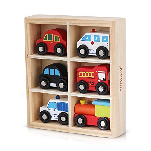 Wooden Cars for Toddlers Bus Engine Emergency Vehicles Small Cars Mini Transportation Vehicles Educational Toy for Early Learning for 3 10 Year Olds 0 belly baby and beyond