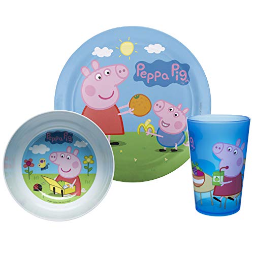 Zak Designs Peppa Pig Kids Dinnerware Set Includes Plate Bowl and Tumbler Made of Durable Material and Perfect for Kids Peppa George Pig 3 Piece Set BPA Free 0 belly baby and beyond