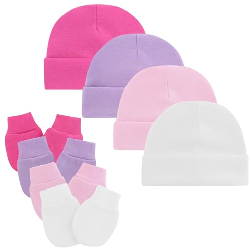 Zando Baby Hats and Mittens Unisex Infant Beanie Caps Newborn Hospital Hat with Scratch Mitten Set for Baby Boys Grils Hats 0 belly baby and beyond