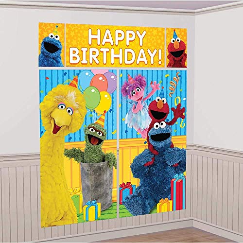 amscan Sesame Street Elmo Scene Setters Wall Banner Decorating Kit Birthday Party SuppliesMulticolor 0 belly baby and beyond