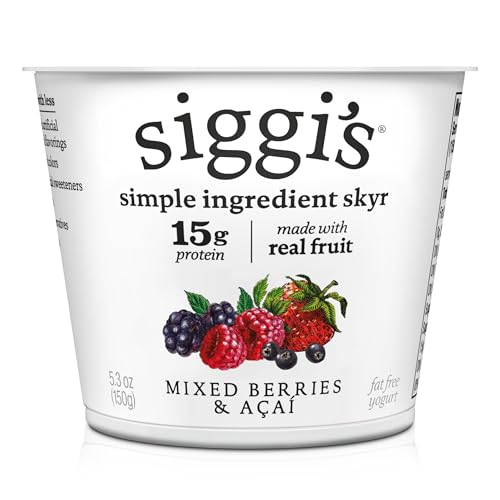 siggis Icelandic Strained Nonfat Yogurt Acai Mixed Berry 53 oz Single Serve Cup Thick Protein Rich Yogurt 0 belly baby and beyond