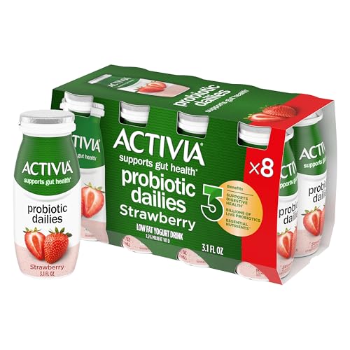 Activia Probiotic Dailies Strawberry Lowfat Yogurt Drinks Delicious Daily Probiotic Yogurt Smoothie Drinks to Help Support Gut Health 8 Ct 31 FL OZ 0 belly baby and beyond