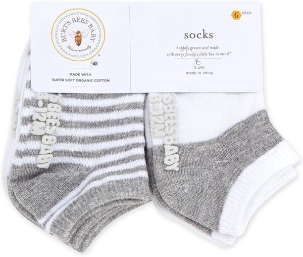 Burts Bees Baby Unisex Baby Socks Ankle or Crew Height Made with Soft Organic Cotton 6 Packs with Non Slip Grips for Babies 0 0 belly baby and beyond