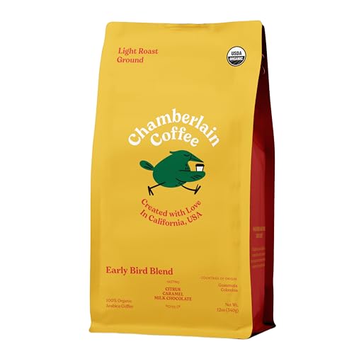 Chamberlain Coffee Early Bird Blend Light Roast Ground Coffee Beans with Notes of Citrus Caramel Milk Chocolate Specialty Ground Coffee Freshly Roasted In California 12 oz 0 belly baby and beyond