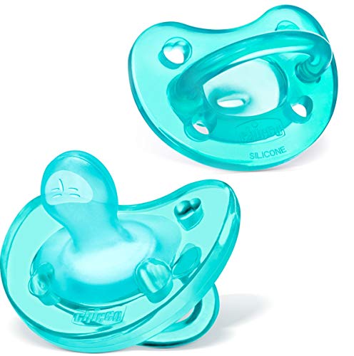 Chicco PhysioForma 100 Soft Silicone One Piece Pacifier for Babies aged 16 24 months BPA Latex Free Reusable Sterilizing Case Teal 2pk 0 belly baby and beyond