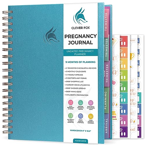 Clever Fox Pregnancy Journal Memory Book Pregnancy Planner Notebook for Expecting Moms Baby Keepsake First Time Moms Gift Aquamarine 0 belly baby and beyond