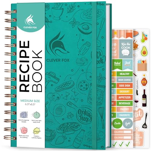 Clever Fox Recipe Book Spiral Make Your Own Family Cookbook Blank Recipe Notebook Organizer Empty Cooking Journal to Write In Recipes Medium Size 63x83 Hardcover Turquoise 0 belly baby and beyond