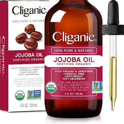 Cliganic Organic Jojoba Oil 100 Pure 4oz Moisturizing Oil for Face Hair Skin Nails Natural Cold Pressed Hexane Free Base Carrier Oil 0 belly baby and beyond