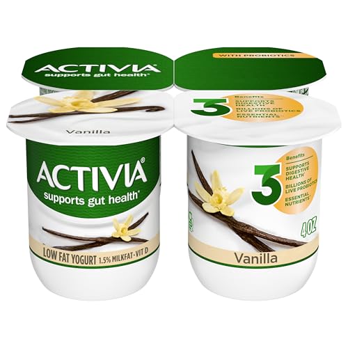 DANNON Activia Probiotic Low fat Yogurt Vanilla Non GMO Project Verified Multi Pack 4 Oz Pack of 4 0 belly baby and beyond