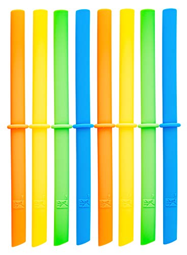 Elk and Friends Adults Kids Reusable Silicone Straws with Stoppers OrangeGreenYellowBlue 63 Length 0 belly baby and beyond