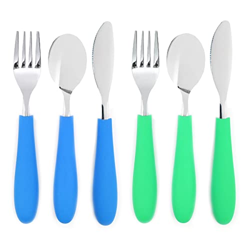 Elk and Friends Kids Silverware with Silicone Handle Childrens Safe Flatware Kids Utensils Spoon Fork Knife set 4 years 6 Pieces 0 belly baby and beyond