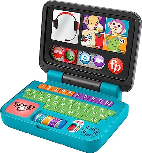 Fisher Price Baby Toddler Toy Laugh Learn Lets Connect Laptop Pretend Computer with Smart Stages for Infants Ages 6 Months 0 belly baby and beyond