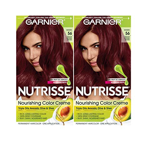 Garnier Hair Color Nutrisse Nourishing Creme 56 Medium Reddish Brown Sangria Permanent Hair Dye 2 Count Packaging May Vary 0 belly baby and beyond