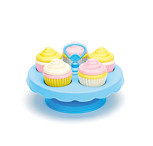 Green Toys Cupcake Set 16 Piece Pretend Play Motor Skills Language Communication Kids Role Play Toy No BPA phthalates PVC Dishwasher Safe Recycled Plastic Made in USA 0 belly baby and beyond