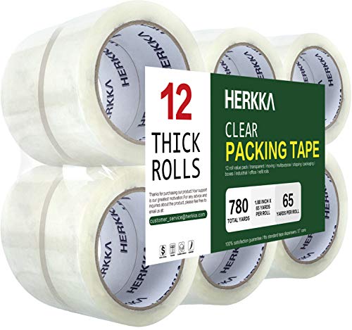 HERKKA Clear Packing Tape 12 Rolls Heavy Duty Packaging Tape for Shipping Packaging Moving Sealing Thicker Clear Packing Tape 188 inches Wide 65 Yards Per Roll 780 Total Yards 0 belly baby and beyond