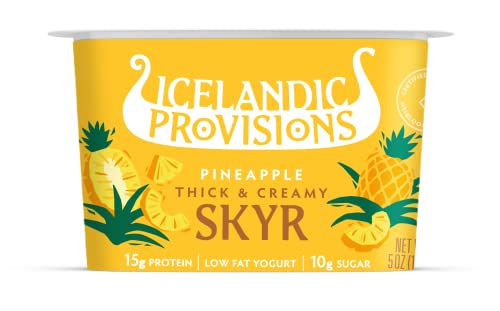 Icelandic Provisions 53oz Traditional Skyr Yogurt Pineapple Icelandic Cultured Dairy Product With 15g ProteinServing Thick Creamy Texture More Protein Less Sugar Than Yogurt 0 belly baby and beyond