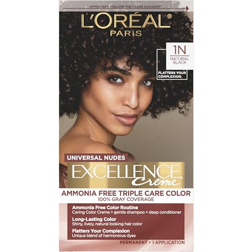 LOreal Paris Excellence Universal Nudes Permanent Hair Color Ammonia Free Hair Dye for Gray Hair Coverage 1N Natural Black 1 Hair Dye Kit 0 belly baby and beyond