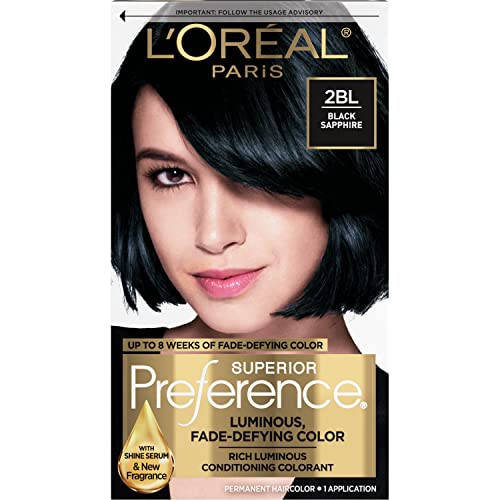 LOreal Paris Superior Preference Fade Defying Shine Permanent Hair Color 2BL Black Sapphire Pack of 1 Hair Dye 0 belly baby and beyond