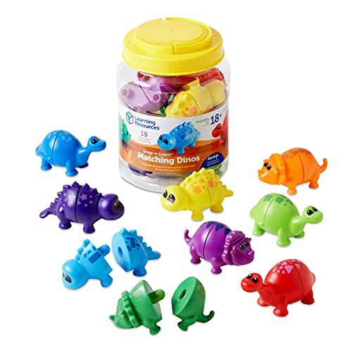 Learning Resources Snap n Learn Matching Dinos 18 Pieces Ages 18 Months Toddler Fine Motor Toys Counting Sorting Toy Shape Sorting Dinosaurs Toys Sensory Bin Toys 0 belly baby and beyond