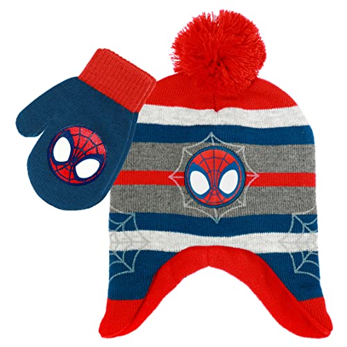 Marvel Spider Man Toddler Winter Hat for Boys and Toddler Mittens for Boys Set Toddler Boys Beanie Hat and Toddler Gloves 0 belly baby and beyond