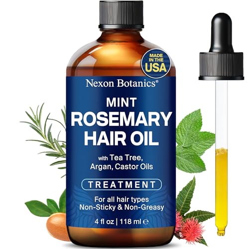 Nexon Botanics Mint Rosemary Hair Oil 4 fl oz Hair Treatment Oil Argan Castor Tea Tree Hair Growth Oil for Damaged Hair Curly Hair Frizzy Hair Dry Scalp Men and Women 0 belly baby and beyond