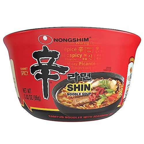 Nongshim Gourmet Spicy Shin Noodle Soup Bowl 12 Pack Microwaveable Ramyun Soup Noodles No MSG Added 0 belly baby and beyond