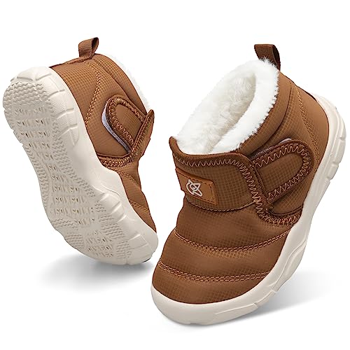 QFH Baby Boys Girls Winter Warm Shoes Cozy Fleece Snow Boots Toddler Non Slip Walking Shoes Infant Outdoor Water Resistance Faux Fur Booties 0 belly baby and beyond