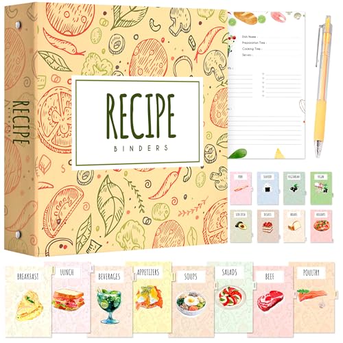 Recipe Binder Blank Recipe Book for Own Recipes Recipe Book with Pen Hardcover 116 Pages Cookbook to Write in your Own Recipes with Pocket on the Back 85x11 Yellow Cover 0 belly baby and beyond