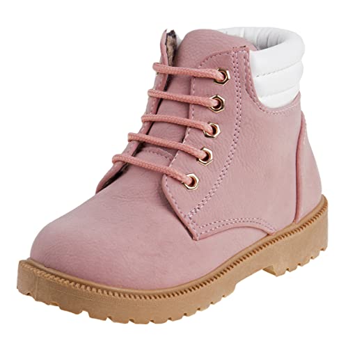 Rugged Bear Kids Hiking Outdoor Waterproof Lace up Comfort Urban Styled Boots BlackTanPink ToddlerLittle KidBig Kid 0 belly baby and beyond