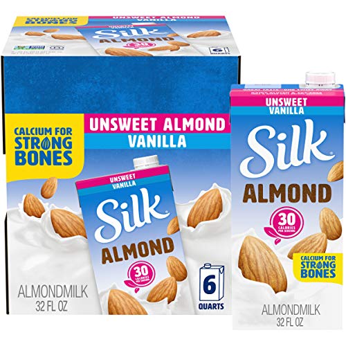 Silk Shelf Stable Almond Milk Unsweetened Vanilla Dairy Free Vegan Non GMO Project Verified 1 Quart Pack of 6 0 belly baby and beyond