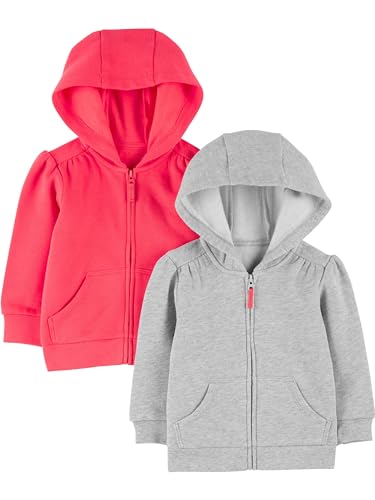 Simple Joys by Carters Girls 2 Pack Fleece Full Zip Hoodies 0 belly baby and beyond