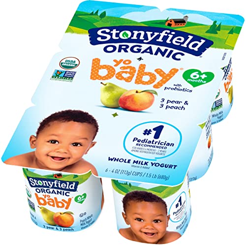 Stonyfield Farm Organic Peach Peaer Yogurt 6 pk 4 oz each 0 belly baby and beyond