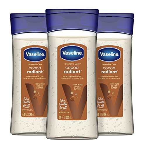 Vaseline Intensive Care Cocoa Radiant For Glowing Skin 3 Count Body Gel Oil Body Oil Made with 100 Pure Cocoa Butter Replenishing Oils 68oz 0 belly baby and beyond