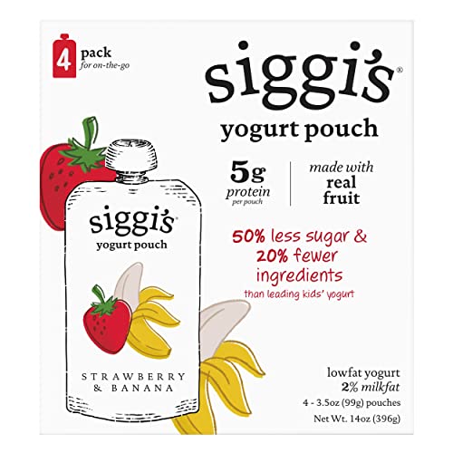 siggis Kids Lowfat Yogurt Pouches Strawberry Banana 35 oz Each 4 Ct 2 Milkfat 0 belly baby and beyond